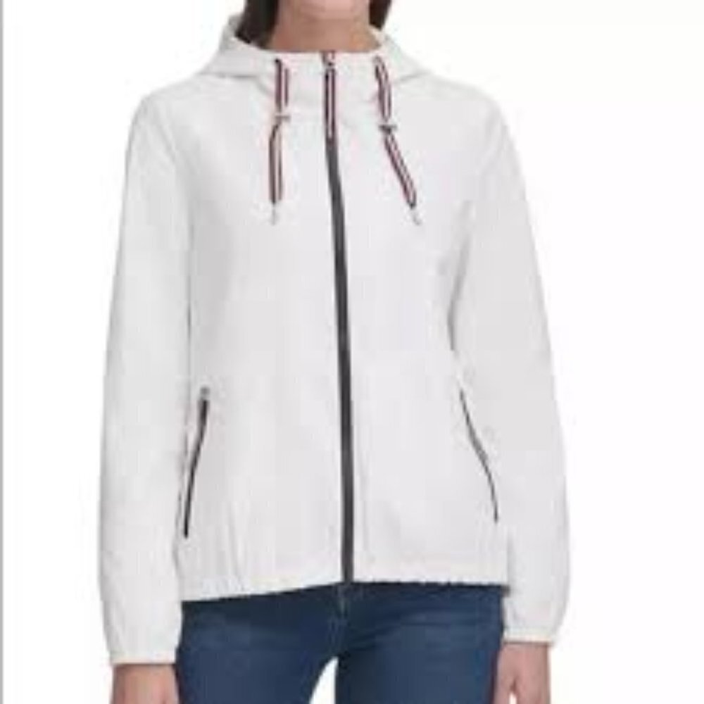 Tommy Hilfiger White Windbreaker w/Pleated… - Picture 1 of 11